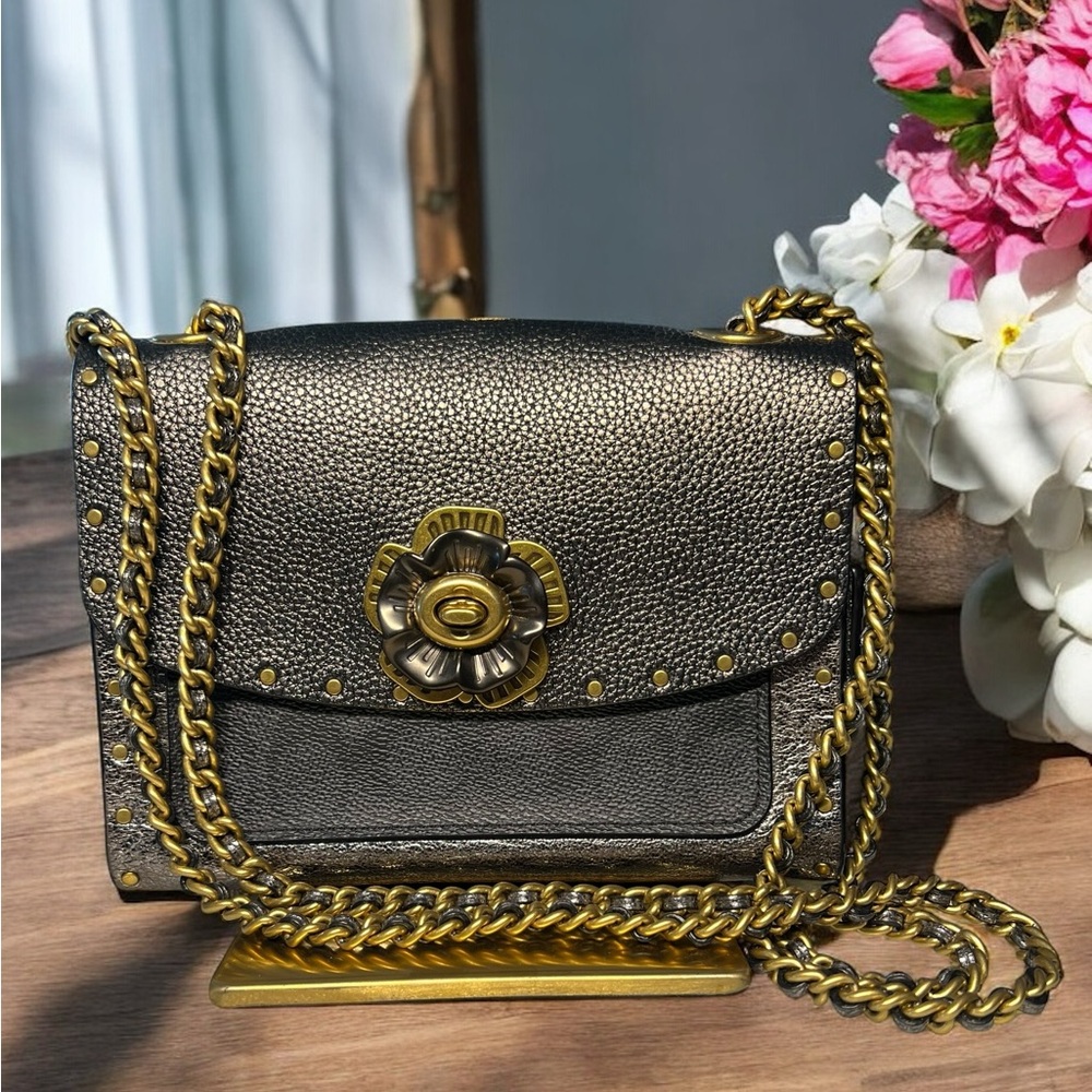 Coach Parker 18 with Rivets and Genuine Snakeskin detail